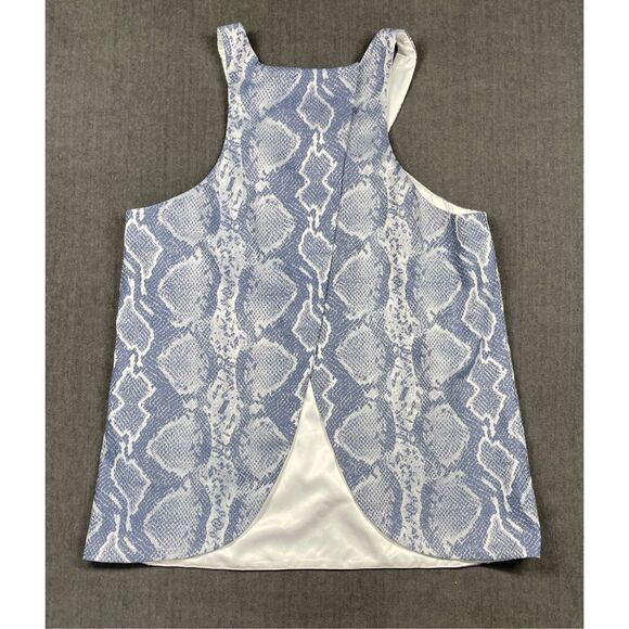 Snakeskin Print‎ Racerback Tank Jay Godfrey Women 6 Blue White Open Back Top - Picture 7 of 9